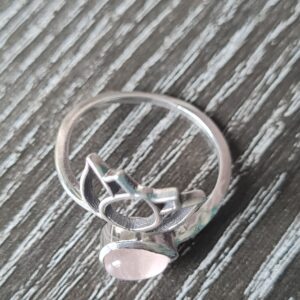 Bague lotus en argent 925 et Quartz Rose AA