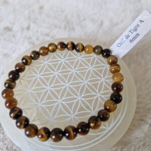 Bracelet “Bouclier” en Œil de tigre 6mm A